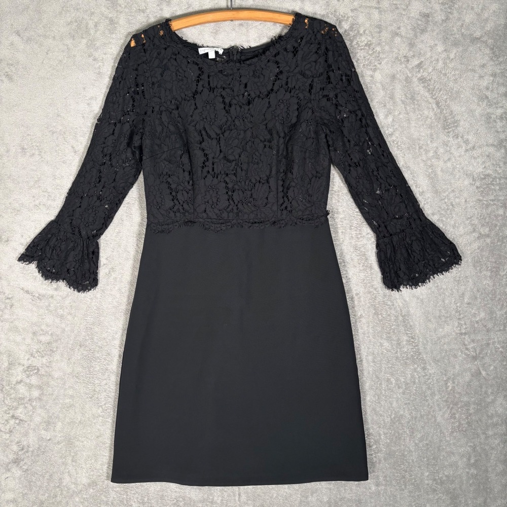 RSVP by Talbots Black Lace Bell Sleeve‎ Sheath Dress Size 6 Whimsigoth Vampire